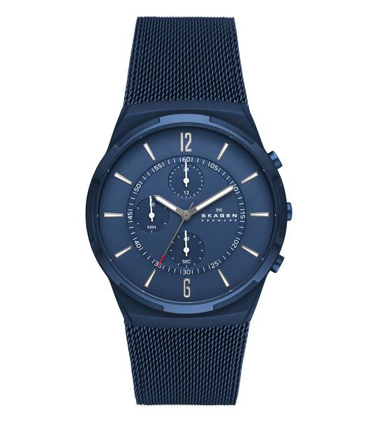 Skagen unicolor watch features sleek modern design, side angle showcasing minimalist dial and fine leather strap craftsmanship.