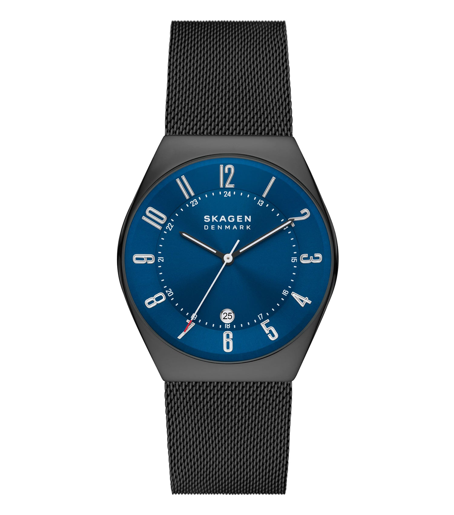 Skagen men's watch in Grenen color, featuring a sleek design, displayed at a 37-degree angle for a sophisticated look.