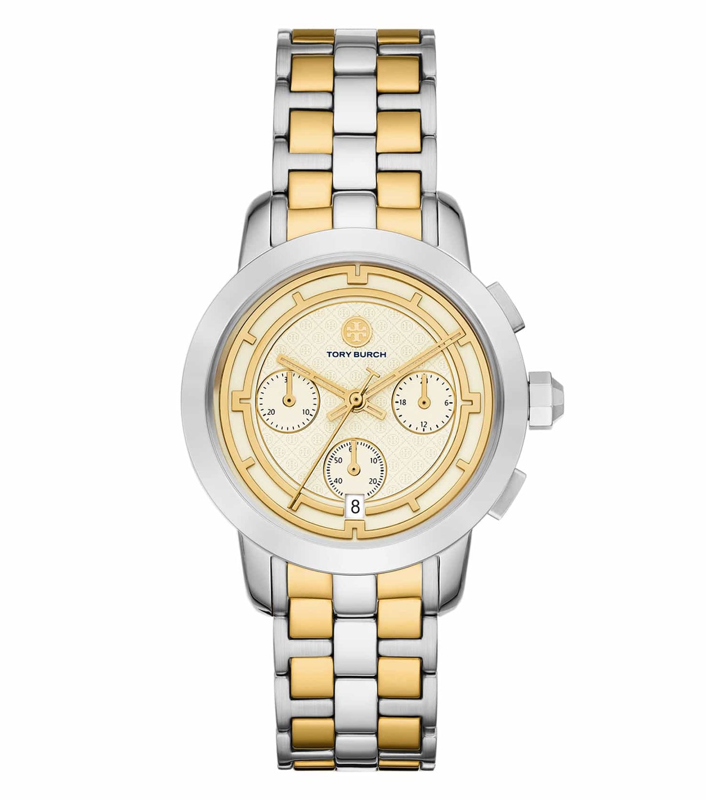 Tory Burch Quartz Watch - Elegant design with a single-color scheme, gold-tone detailing, angled front view showcasing precision craftsmanship.