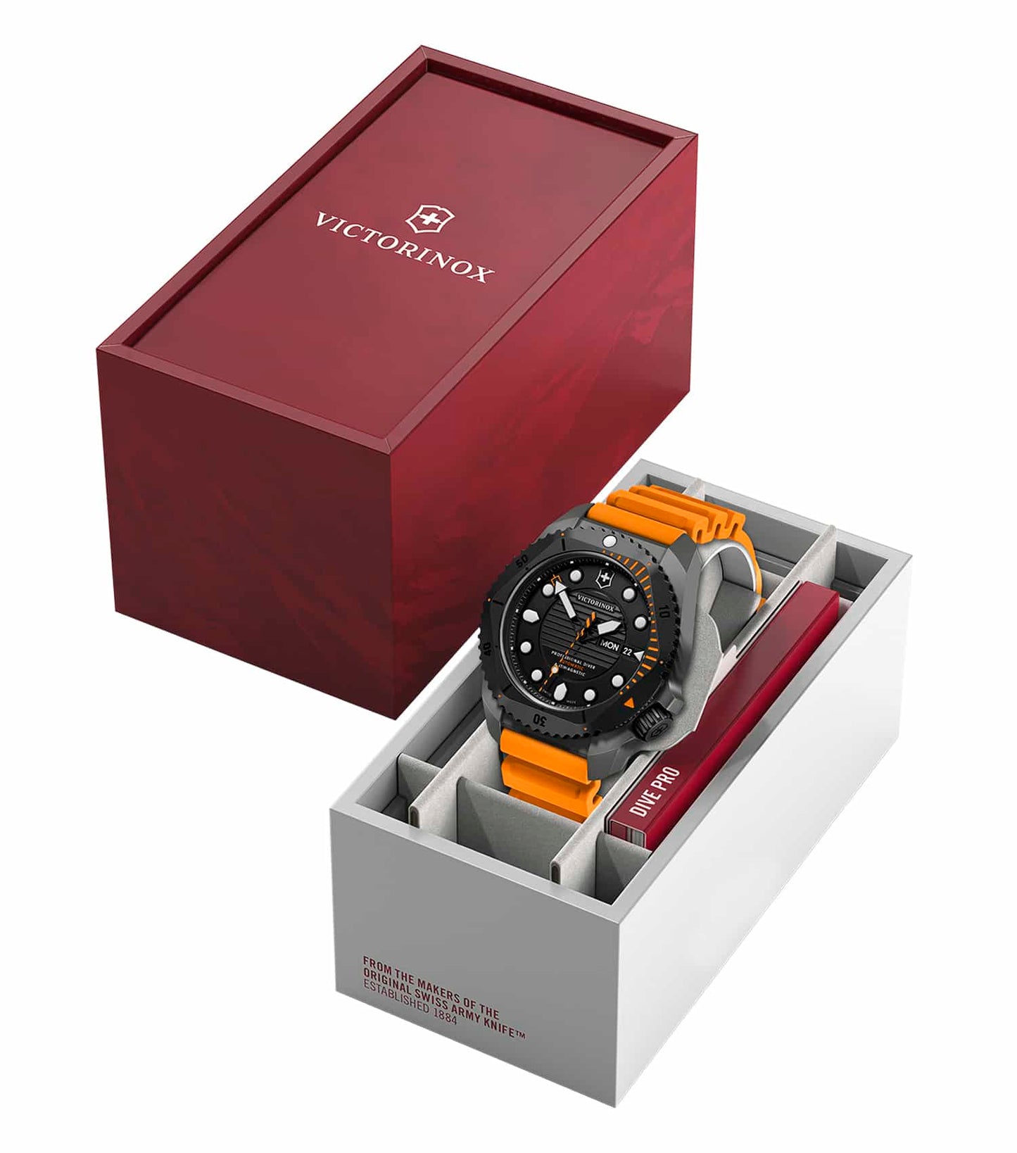 Men Dive Pro Automatic Watch 43mm with Orange Strap