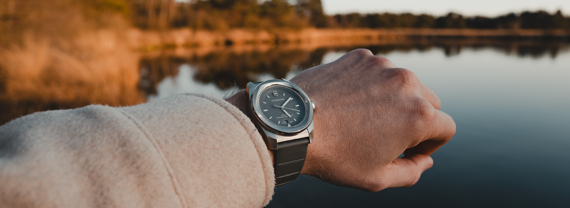 Victorinox automatic watch with black rubber strap, featuring a minimalist watch design for everyday style.