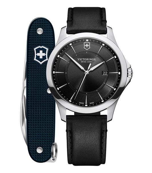 Victorinox Swiss Army watch in None color displayed at a 45-degree angle, highlighting its sleek design and craftsmanship.