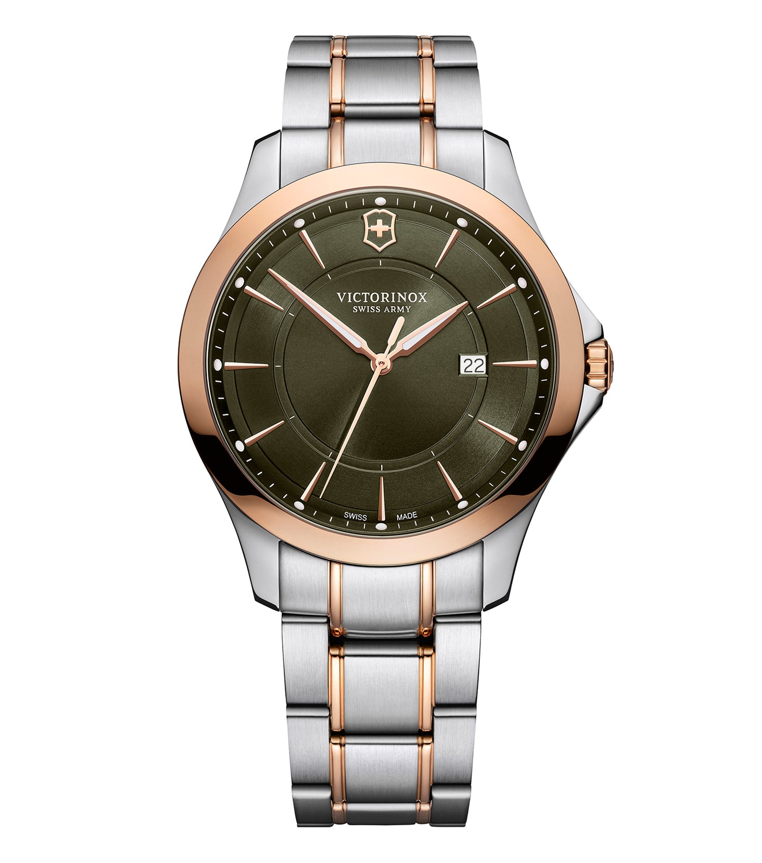 Victorinox Swiss Army watch in sleek black, detailed face with silver accents, captured in a dynamic three-quarter angle.