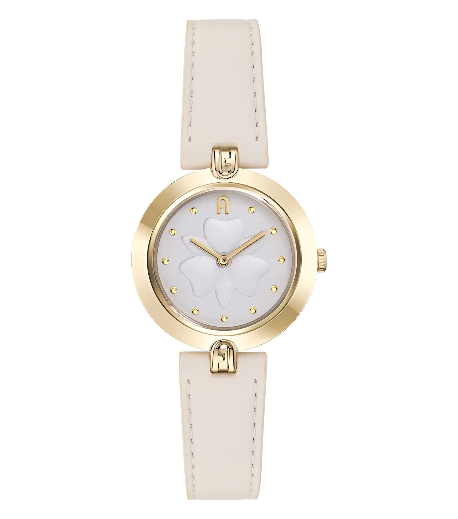 Ladies Heritage Yellow Gold case  White Panna leather strap