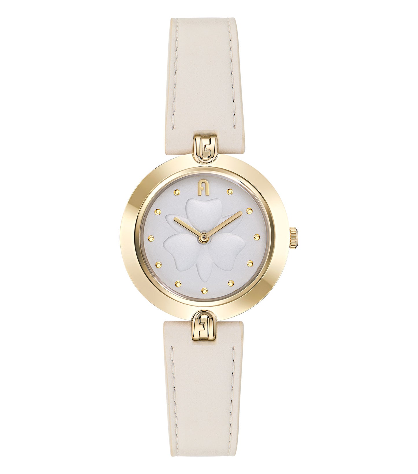 Ladies Heritage Yellow Gold case  White Panna leather strap