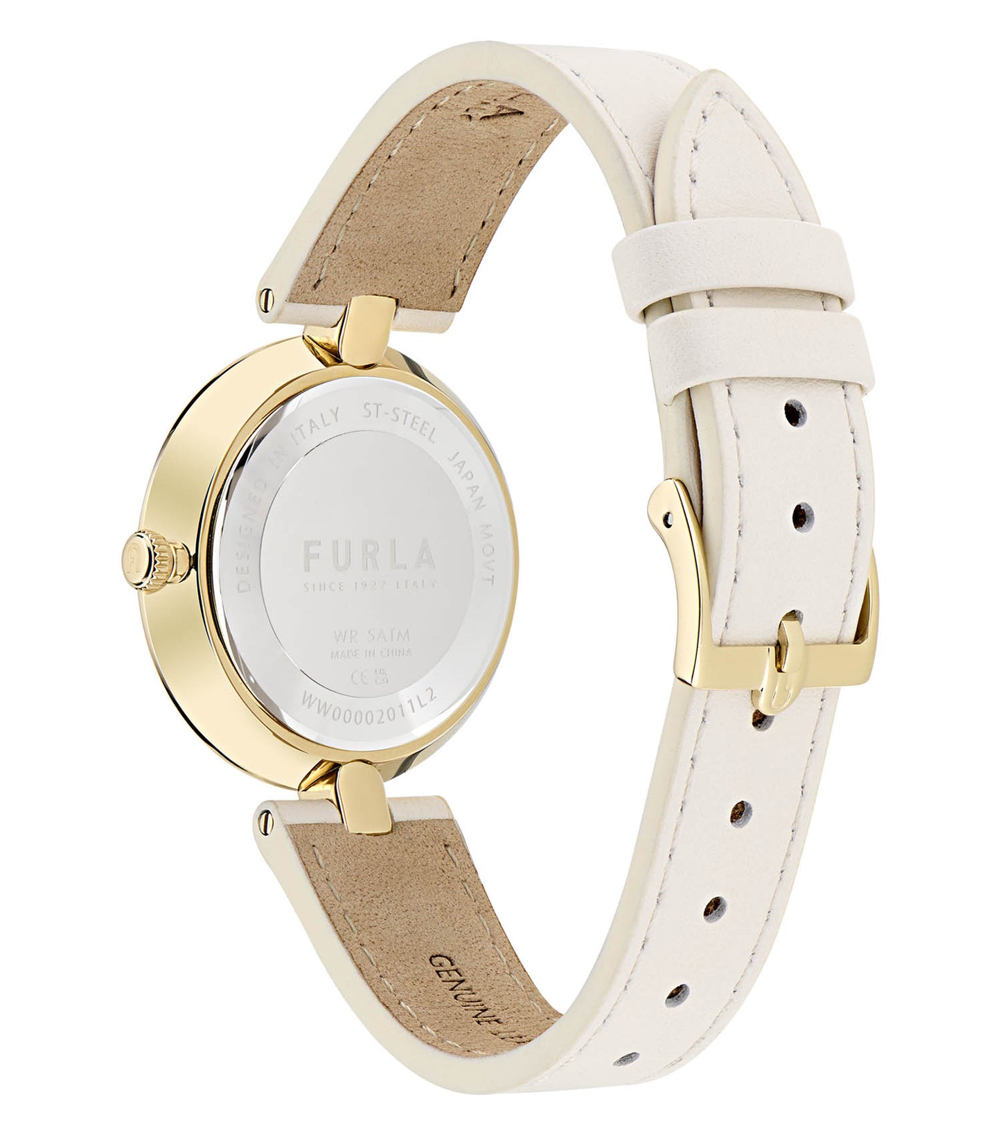 Ladies Heritage Yellow Gold case  White Panna leather strap