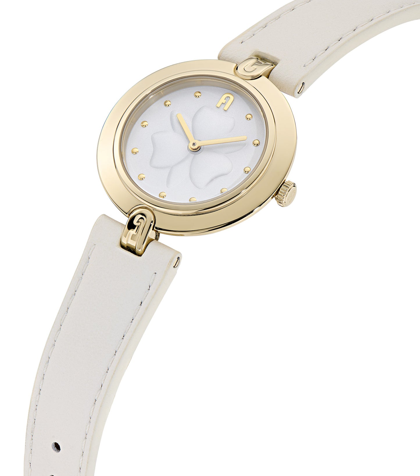 Ladies Heritage Yellow Gold case  White Panna leather strap