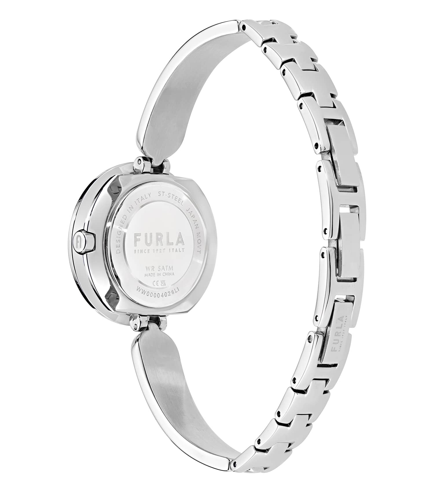 Silver case w/crystals - Silver bangle w/ Light Blue enamel - Light Blue dial