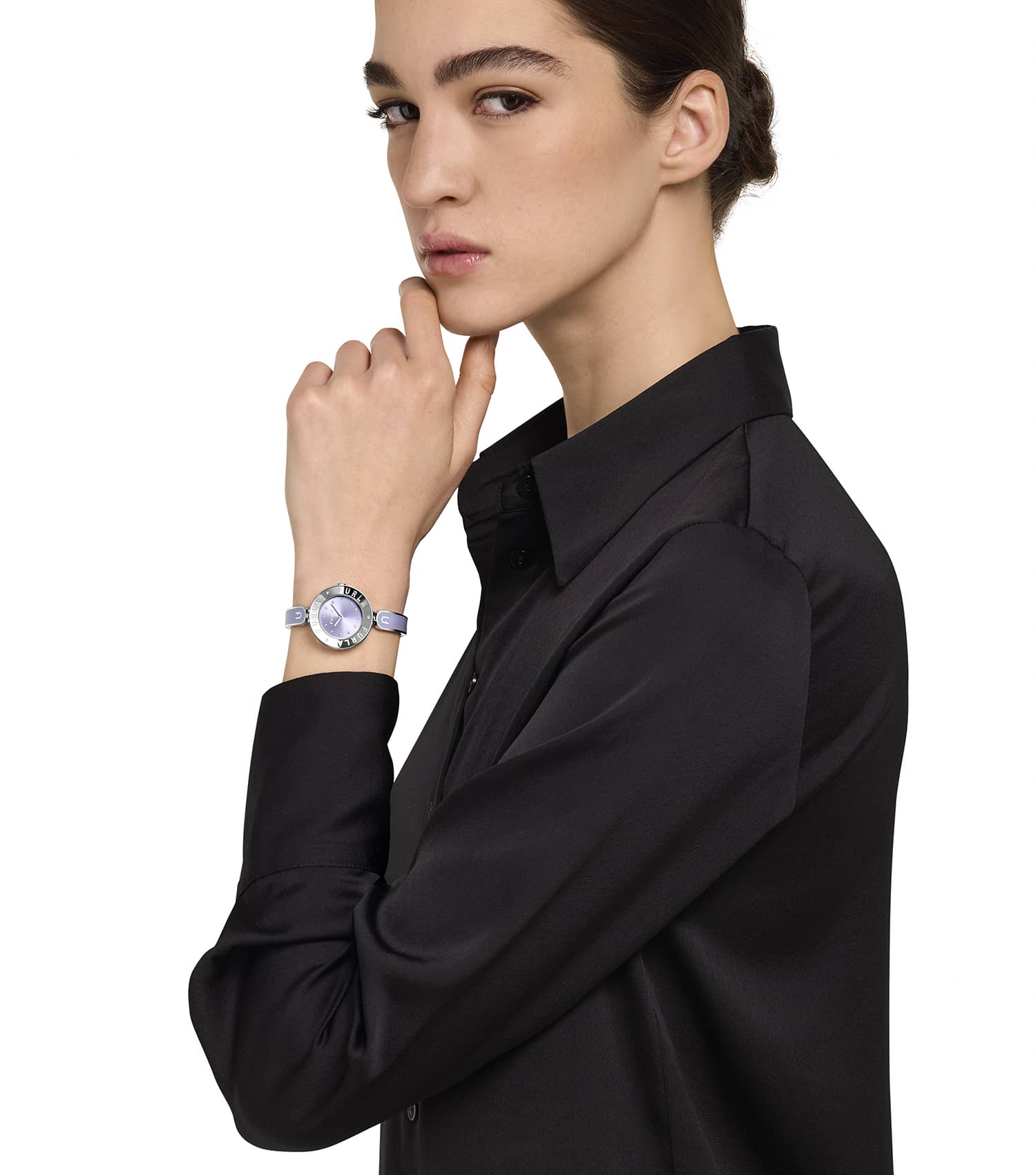 Silver case w/crystals - Silver bangle w/ Light Blue enamel - Light Blue dial