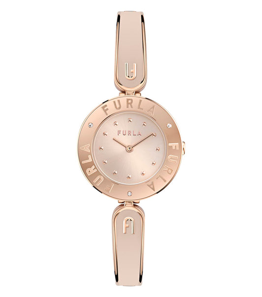 Rose Gold case w/crystals - Rose Gold bangle w/ Nude enamel- Nude dial