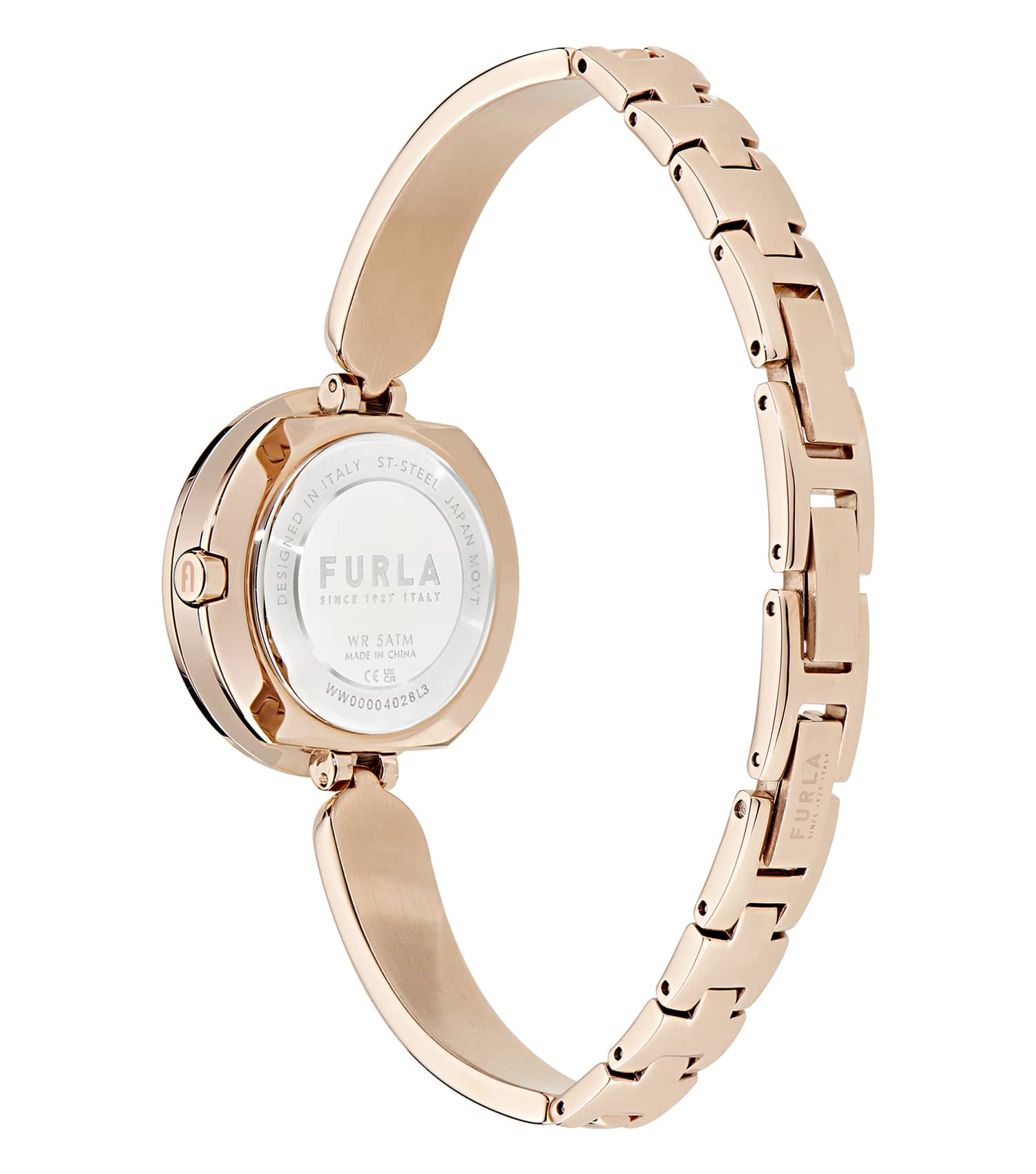 Rose Gold case w/crystals - Rose Gold bangle w/ Nude enamel- Nude dial
