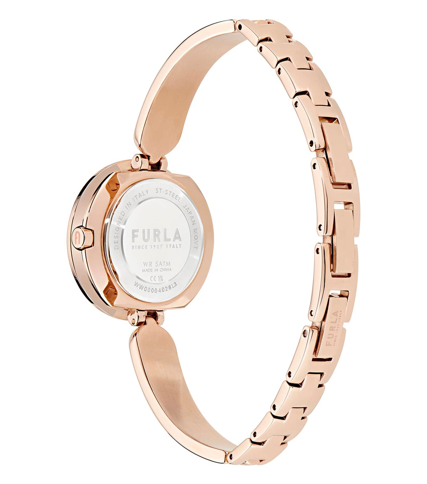 Rose Gold case w/crystals - Rose Gold bangle w/ Nude enamel- Nude dial