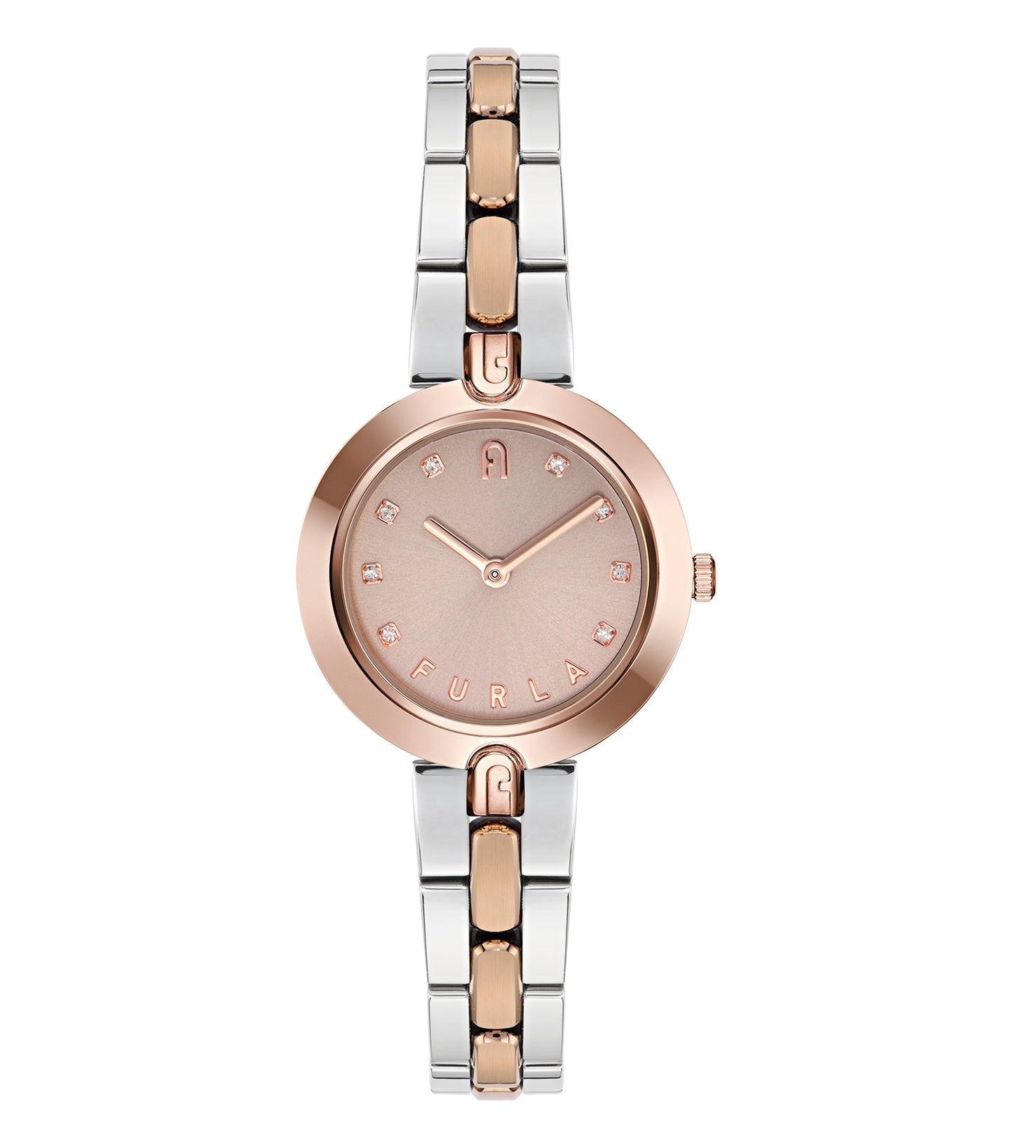 Furla Links Brown watch, angled front view, showcasing stylish design, leather band, polished case; perfect for fashion enthusiasts.
