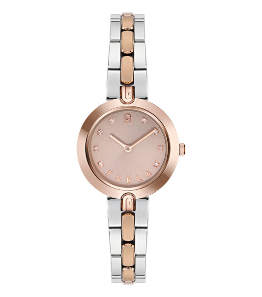 Furla Links Brown watch, angled front view, showcasing stylish design, leather band, polished case; perfect for fashion enthusiasts.