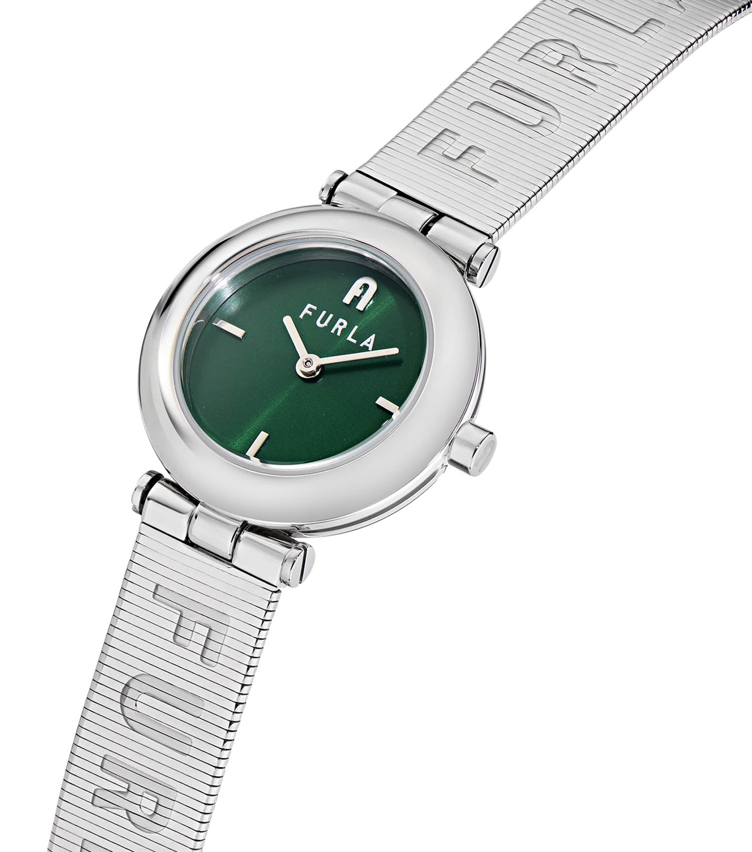 Silver case & bracelet  Green dial