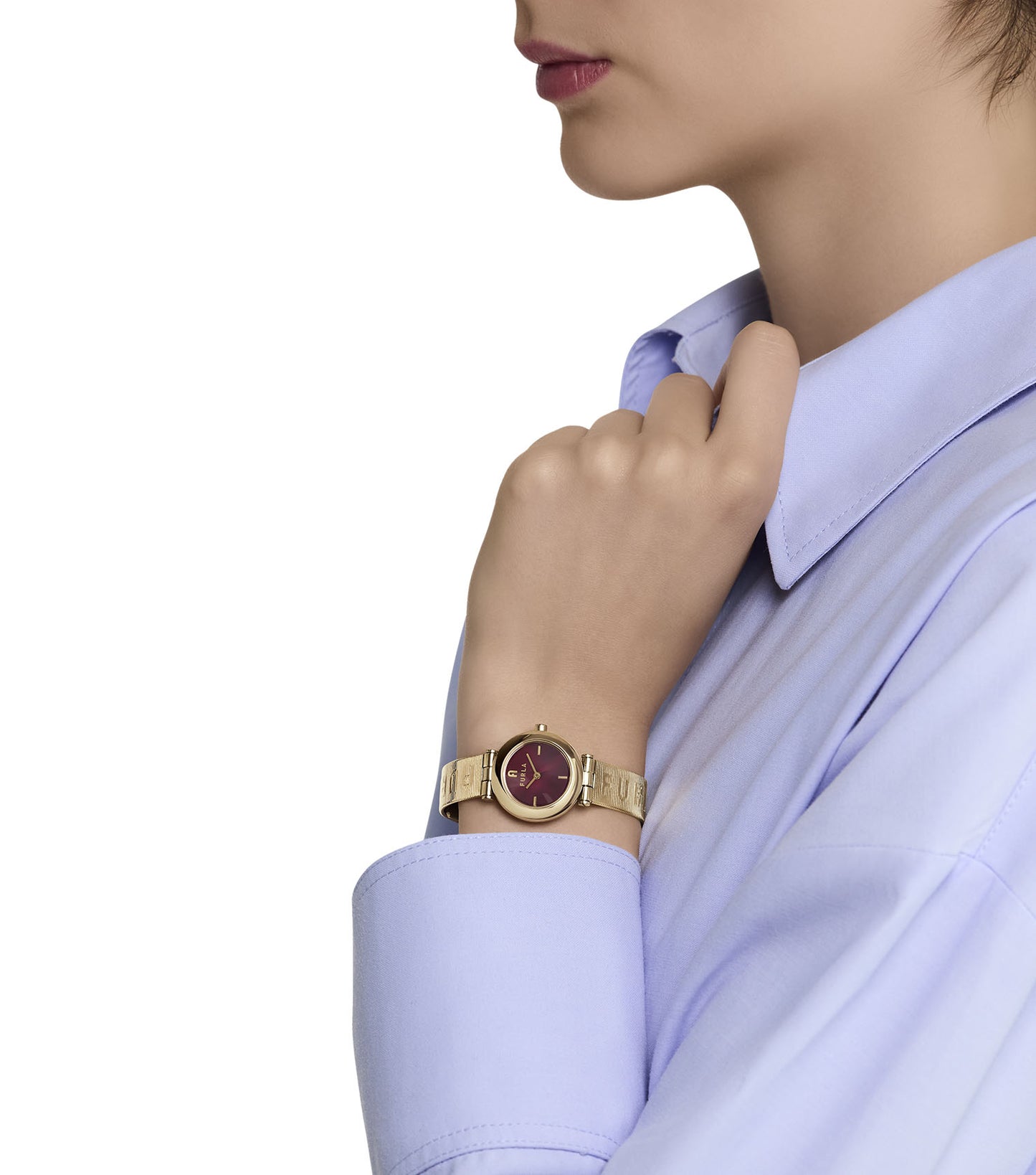 Yellow Gold case & bracelet  Dark Red dial