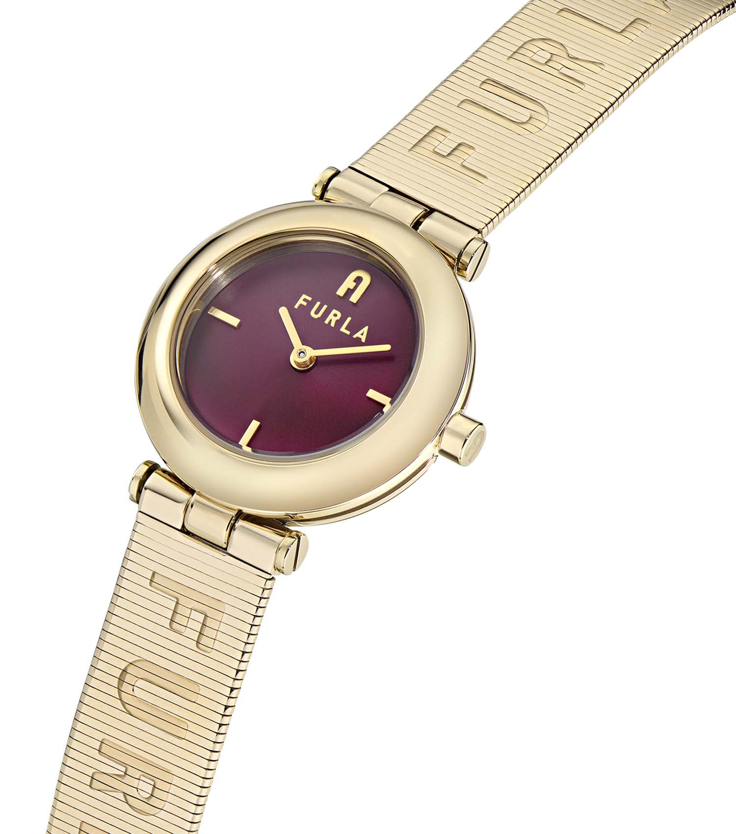 Yellow Gold case & bracelet  Dark Red dial
