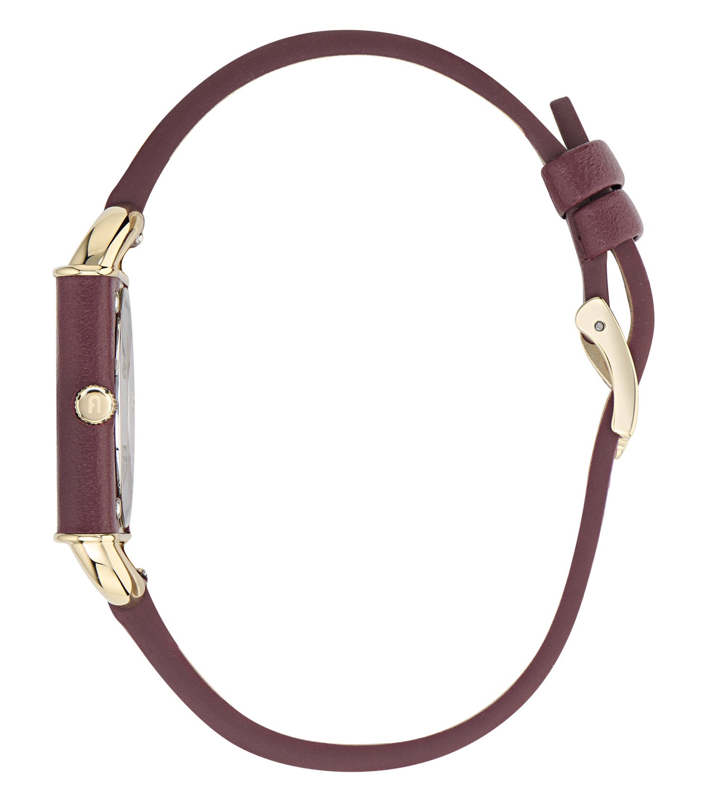 Yellow Gold case Dark Red leather strap Champagne dial