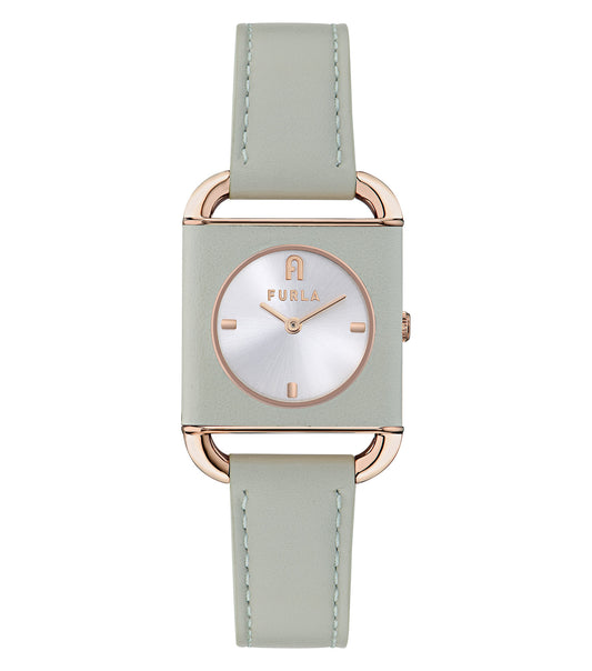 Rose Gold case Green leather wrap and Green leather strap  Silver dial