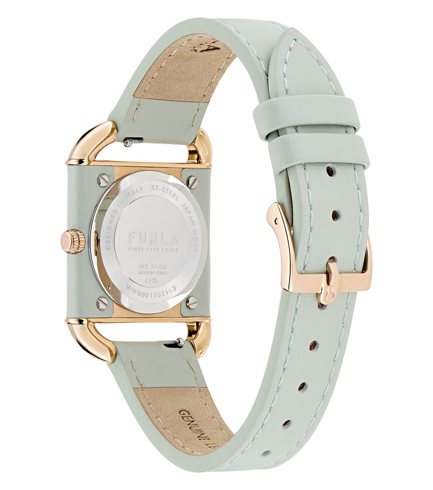 Rose Gold case Green leather wrap and Green leather strap  Silver dial