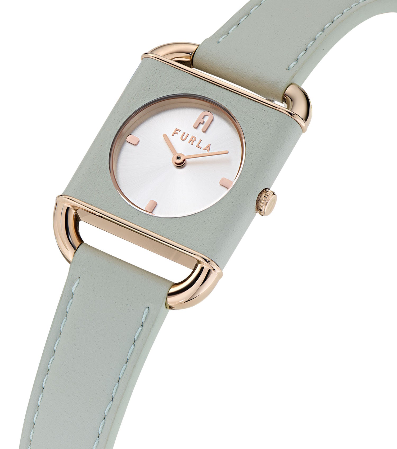 Rose Gold case Green leather wrap and Green leather strap  Silver dial