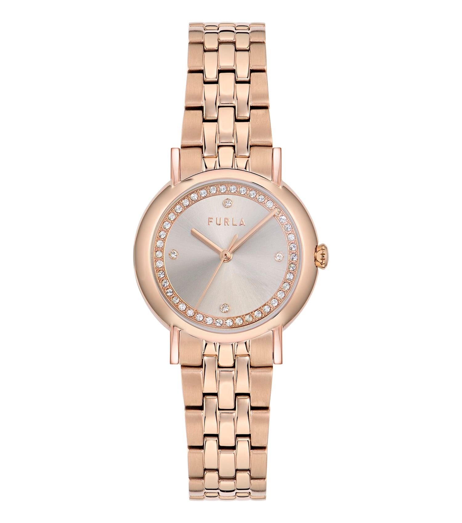 Furla Brown Easy Shape Watch, side view; showcasing elegant design, premium materials, and easygoing flow with circular face.