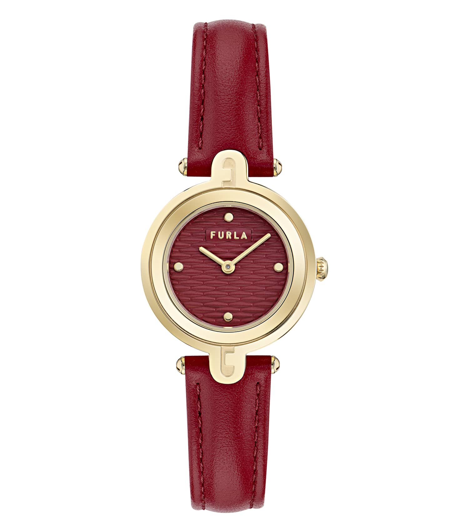 Yellow Gold case - Red leather strap - Red textured dial