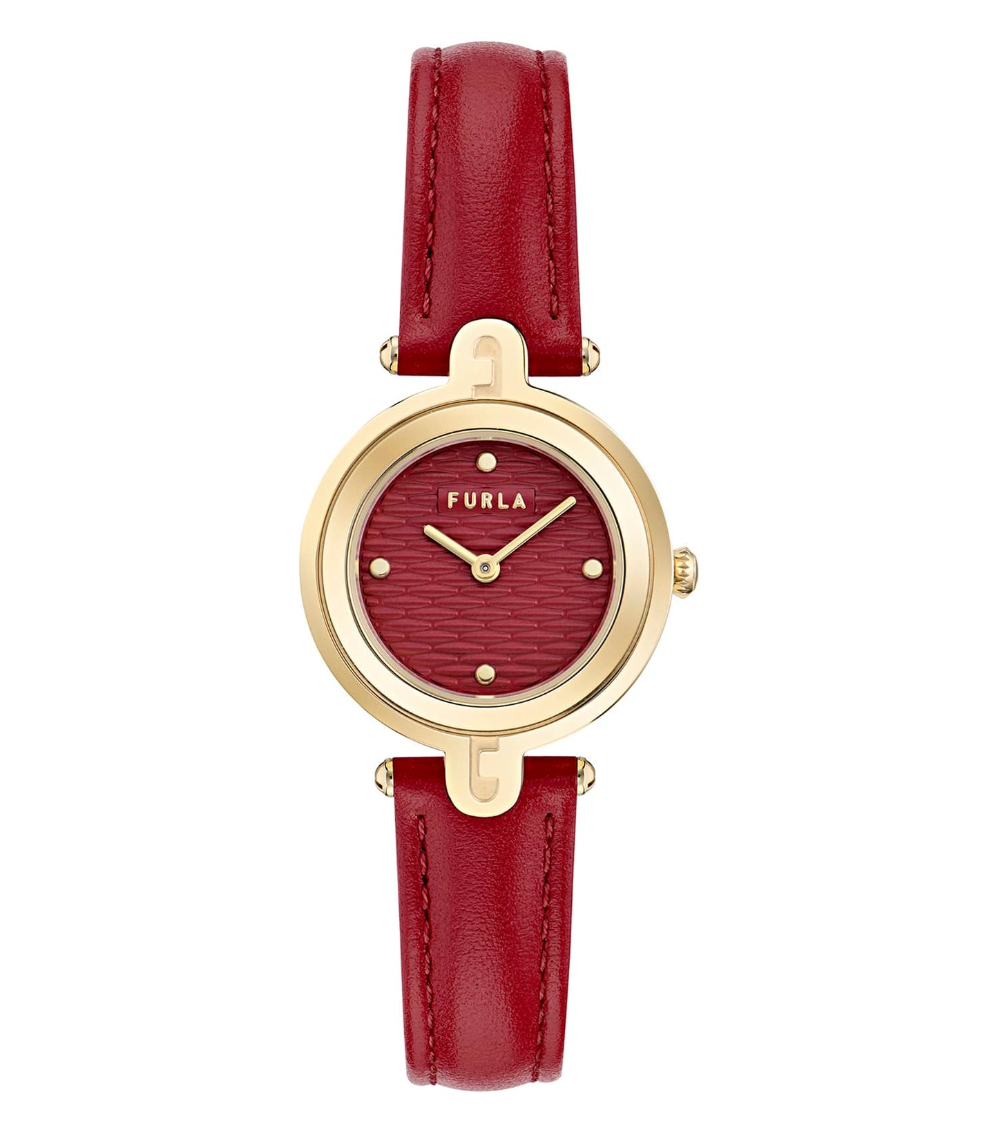 Yellow Gold case - Red leather strap - Red textured dial