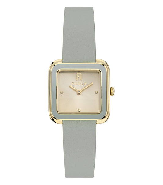 Yellow Gold case Green enamel  Green leather strap  Champagne dial