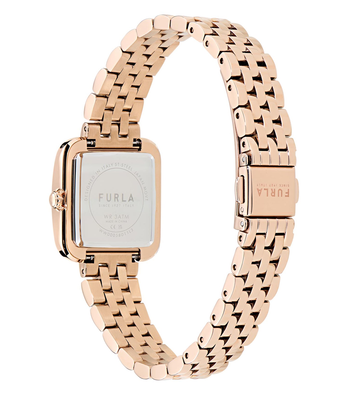Rose Gold crystals case & bracelet  Silver dial