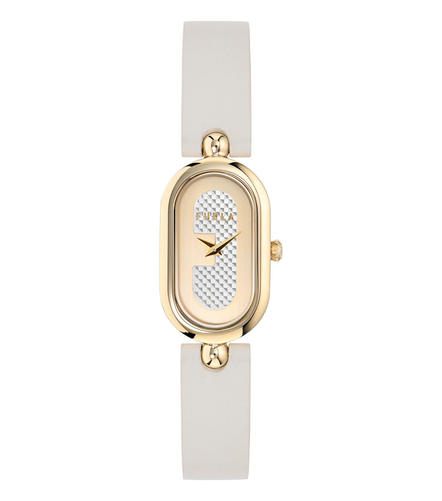 Furla white women's watch with silver accents, sleek design, frontal view, showcasing elegance and style, ideal for fashion lovers.