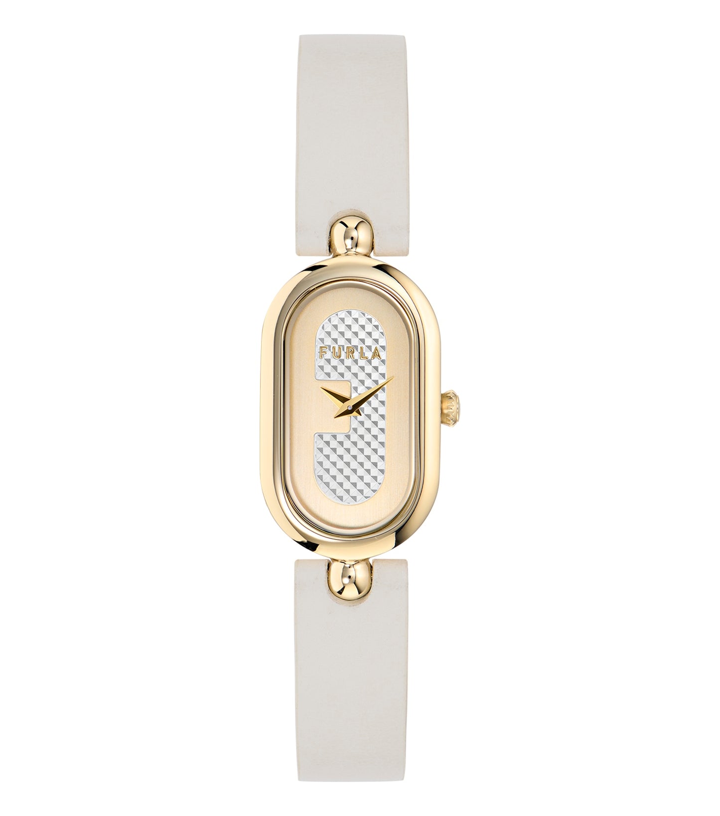 Furla white women's watch with silver accents, sleek design, frontal view, showcasing elegance and style, ideal for fashion lovers.
