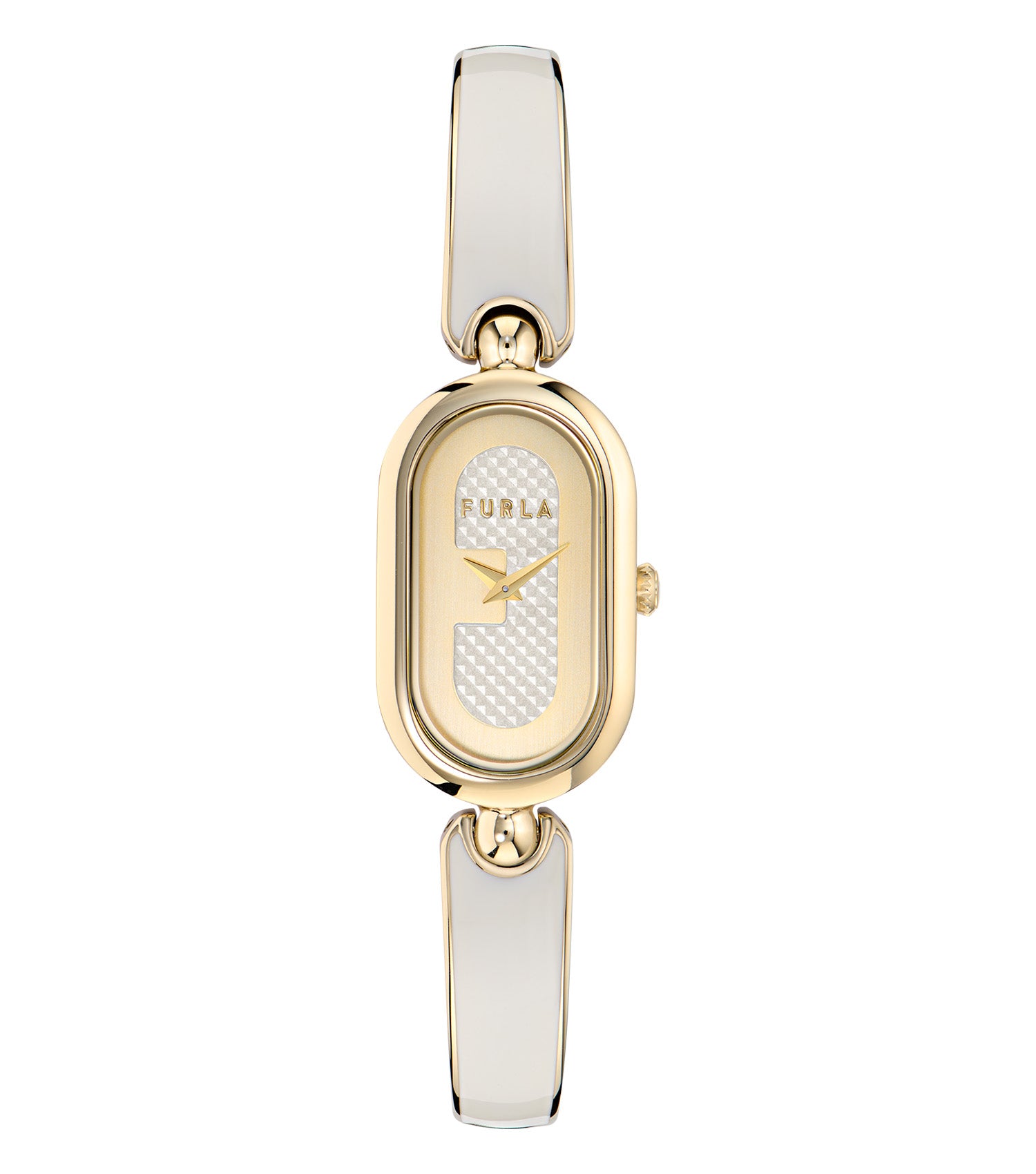 Yellow Gold case  Yellow Gold bangle White Panna enamel  White dial