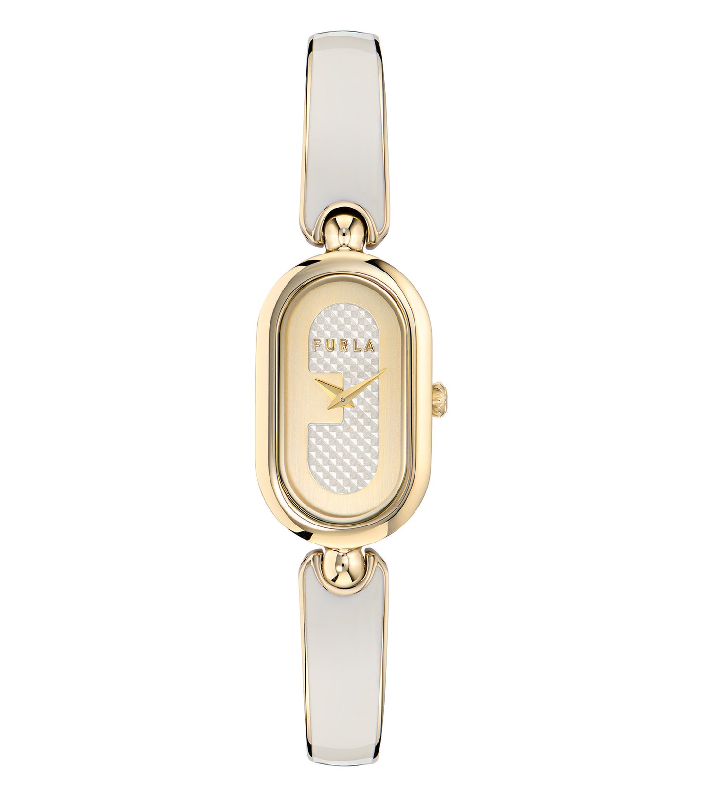 Yellow Gold case  Yellow Gold bangle White Panna enamel  White dial