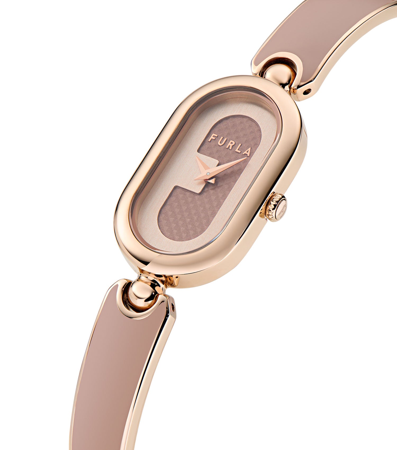 Rose Gold case  Rose Gold bangle Light Red enamel  Light Red dial