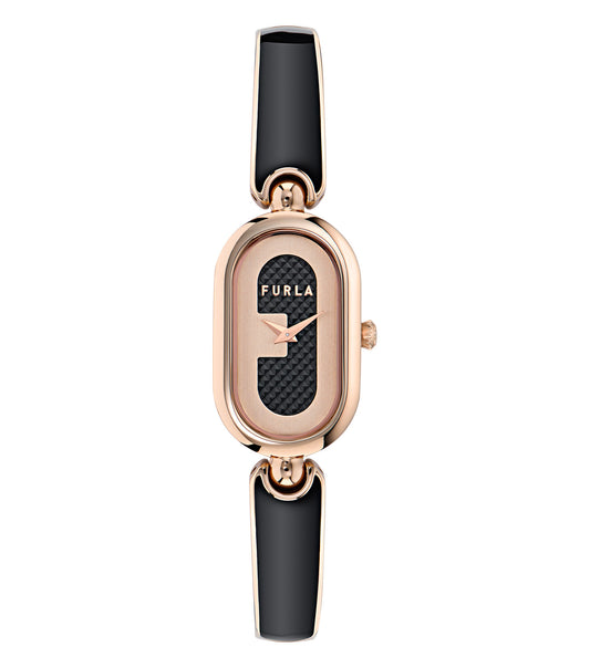 Rose Gold case  Rose Gold bangle Black enamel  Black dial
