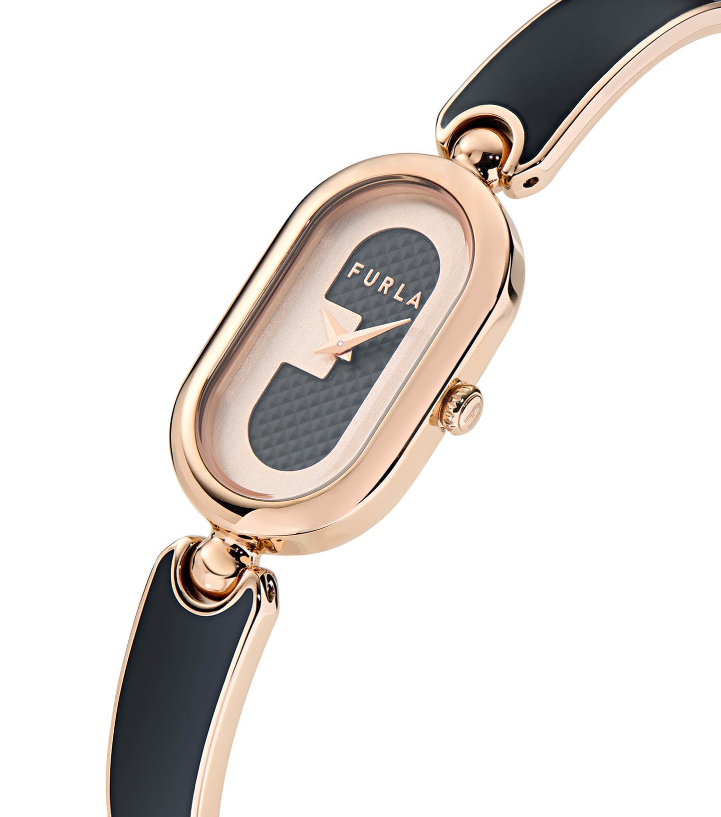 Rose Gold case  Rose Gold bangle Black enamel  Black dial