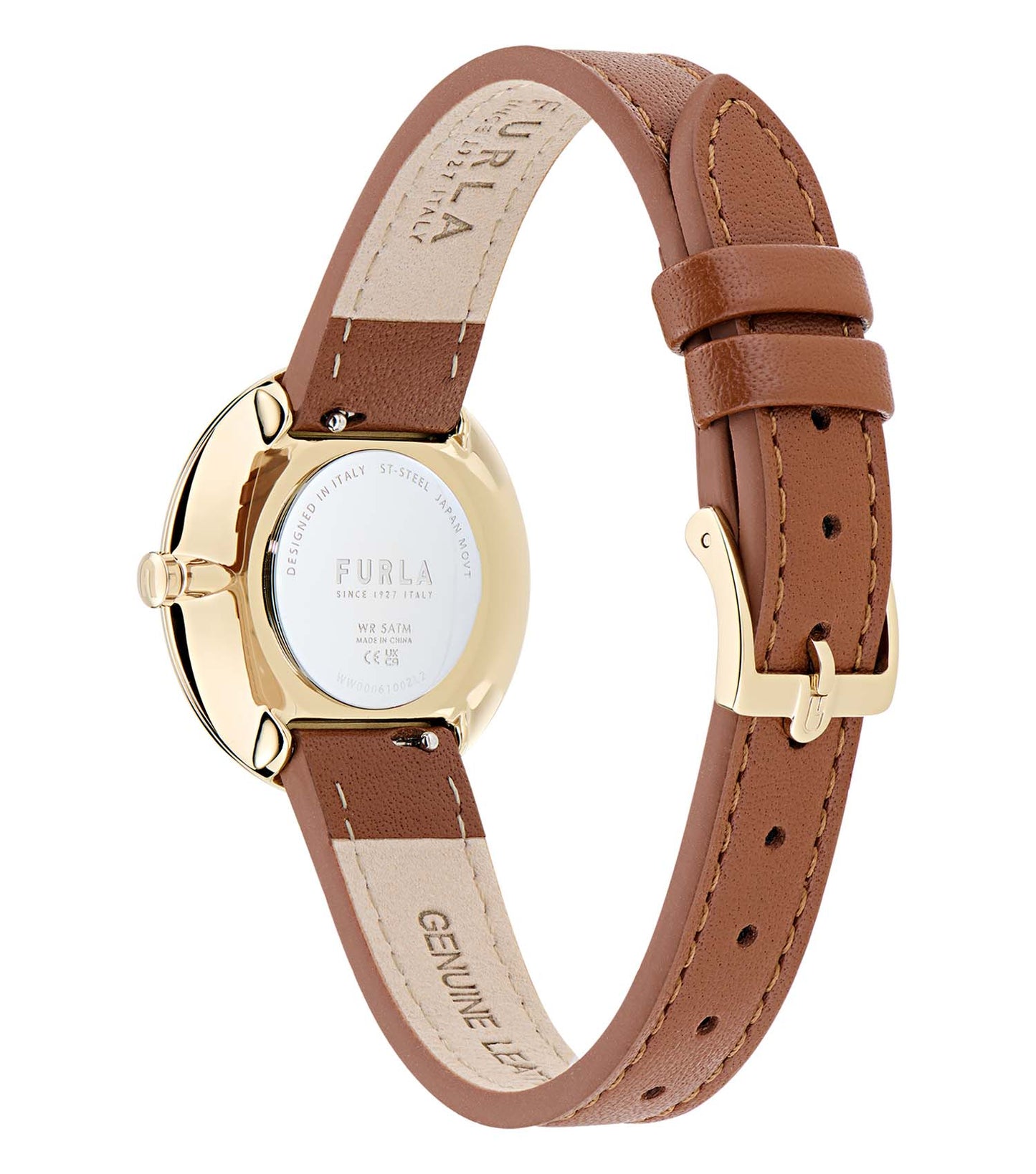 Yellow Gold case  Cognac leather strap  Champagne dial