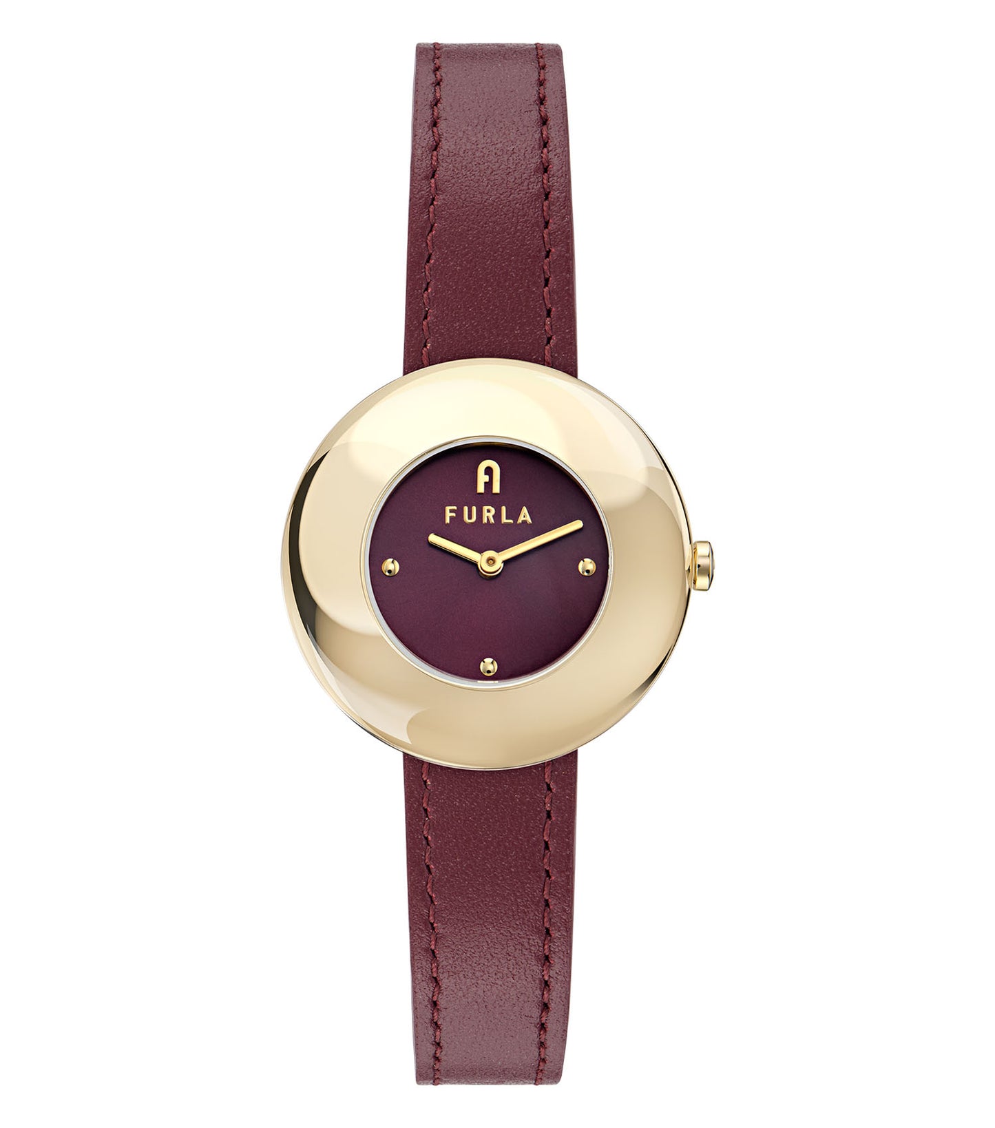 Yellow Gold case  Dark Red leather strap  Dark Red dial