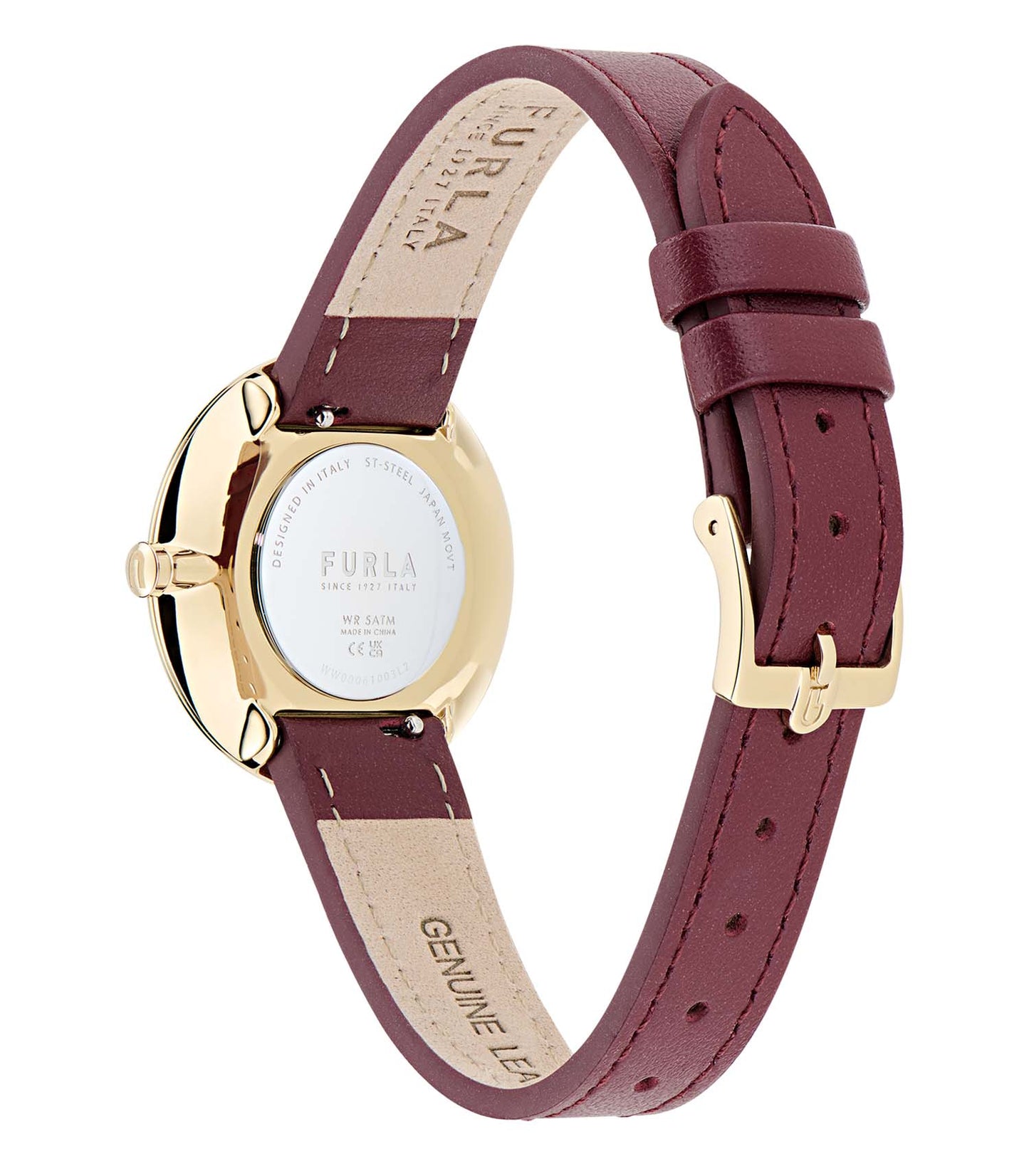 Yellow Gold case  Dark Red leather strap  Dark Red dial