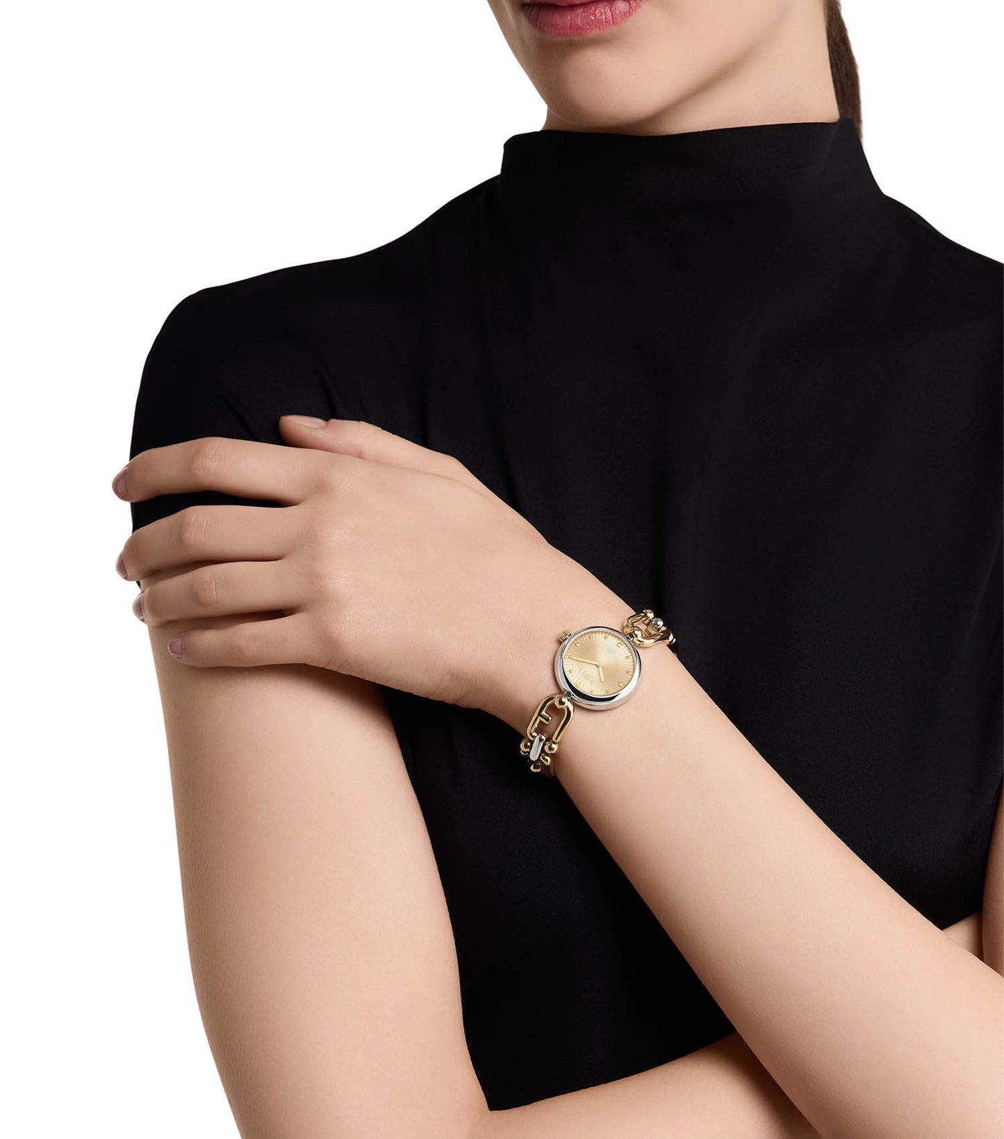 Yellow Gold & Silver case  Yellow Gold & Silver bracelet  Champagne dial