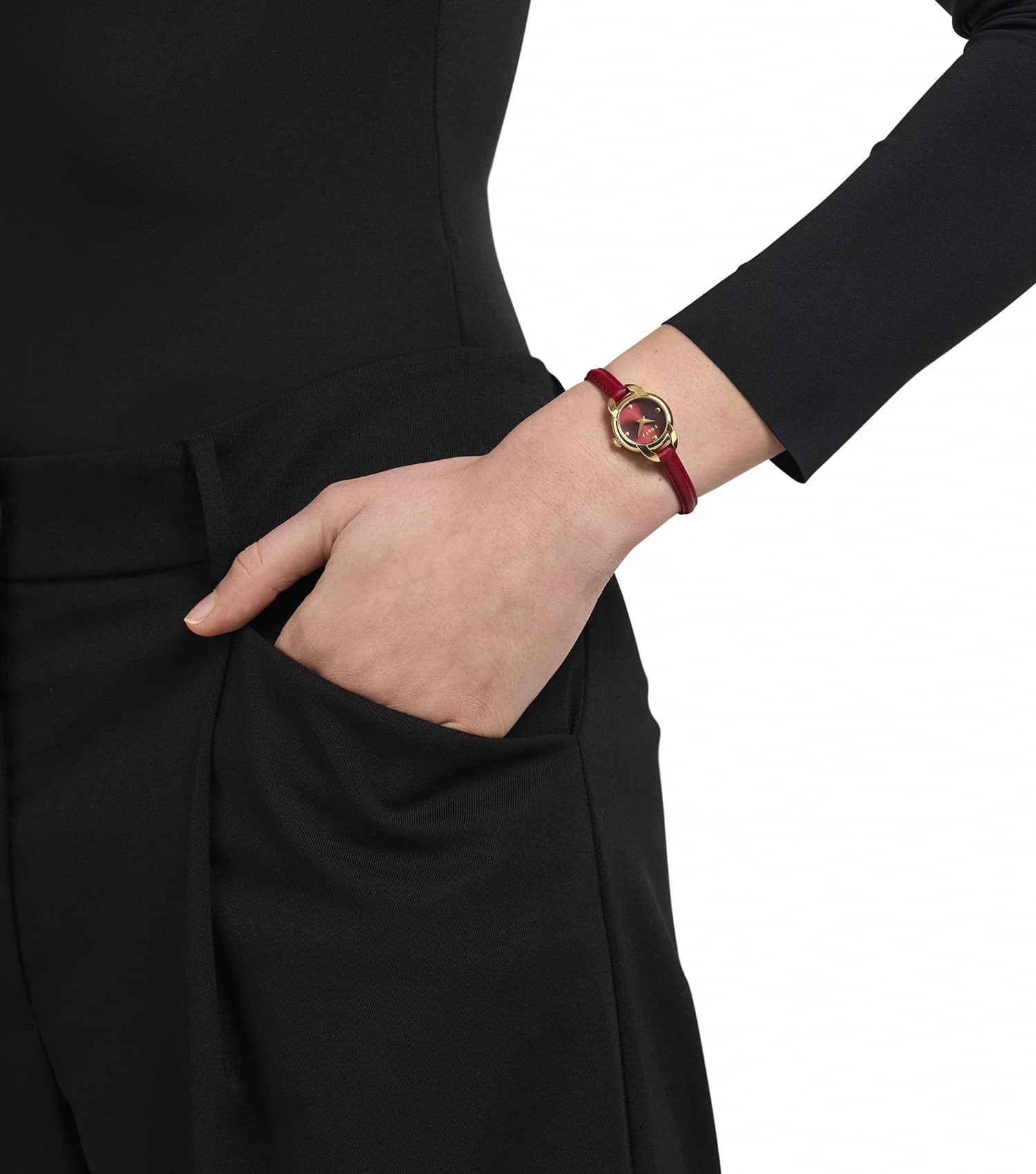 Yellow Gold case - Red leather strap - Red dial