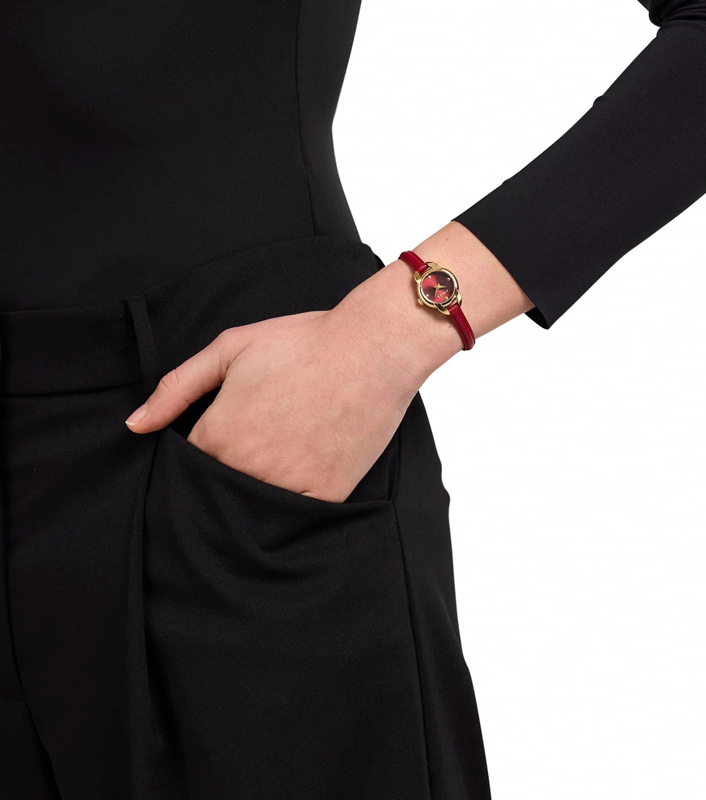 Yellow Gold case - Red leather strap - Red dial