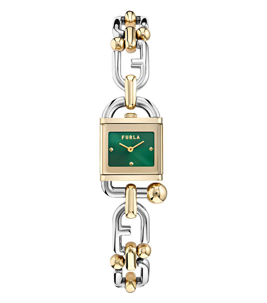 Silver & Yellow Gold case & bracelet - Green dial