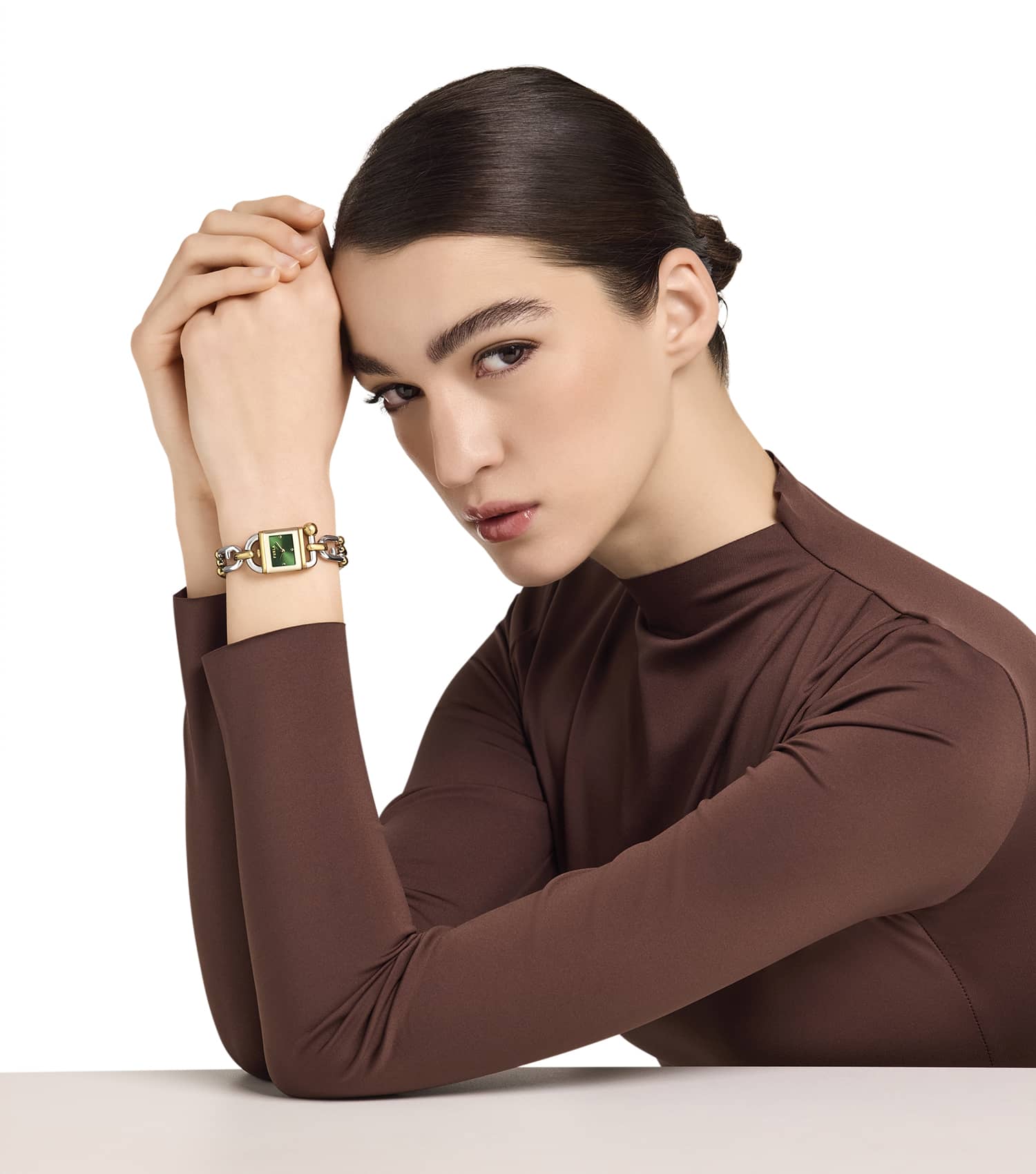 Silver & Yellow Gold case & bracelet - Green dial