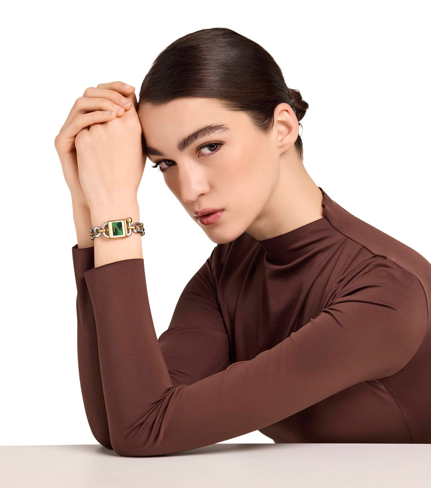 Silver & Yellow Gold case & bracelet - Green dial