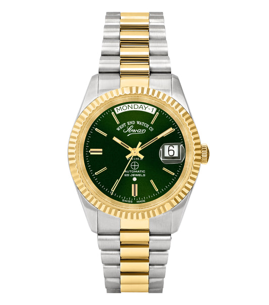 West End The Classics Automatic watch in silver, showcasing a sophisticated dial from a 45-degree angle on a white background.