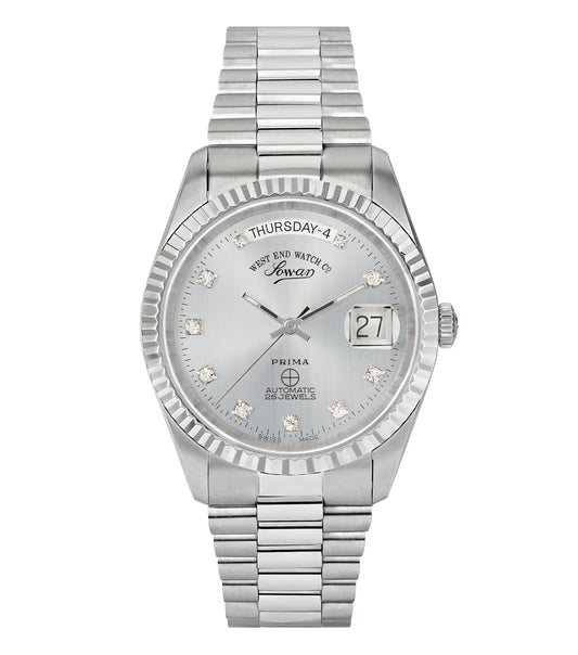 West End Watch, The Classics in elegant black, front-facing angle showcasing intricate details and timeless design.