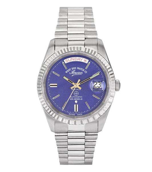 Elegant West End watch in neutral shade, displayed front-facing, showcasing intricate dial details and classic strap design.