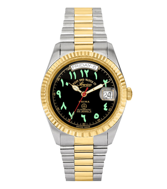 West End watch showcasing a sleek design in a none color tone, captured from a slightly angled side view, highlighting the detailed craftsmanship.